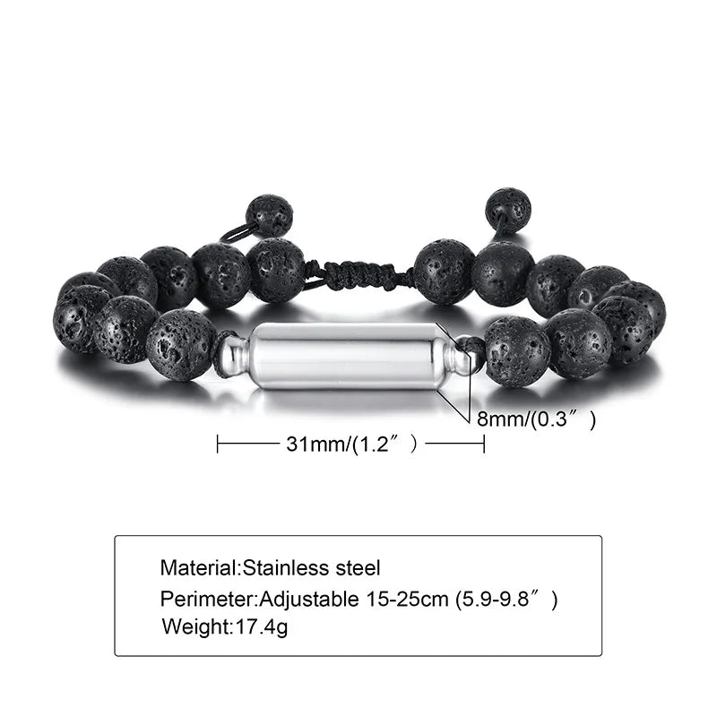 Lava Stone Bead Urn Bracelet