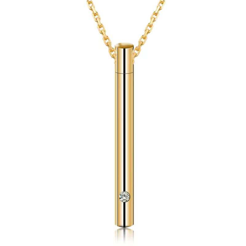 Gold Cylinder Jewelled Urn Necklace Jewellery
