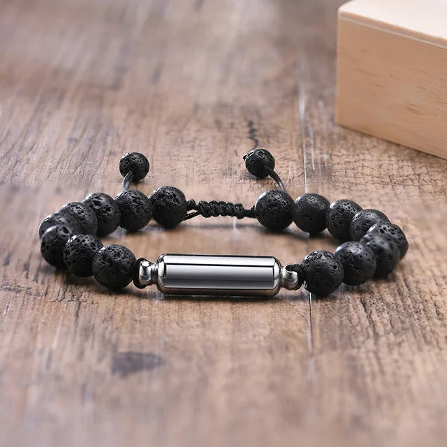 Lava Stone Bead Urn Bracelet