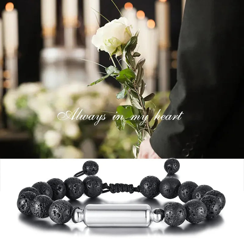 Lava Stone Bead Urn Bracelet